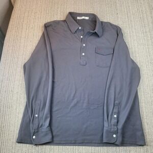 Criquet Polo Shirt Mens 2XL Gray Long Sleeve Pocket Knit Casual Golf Logo
